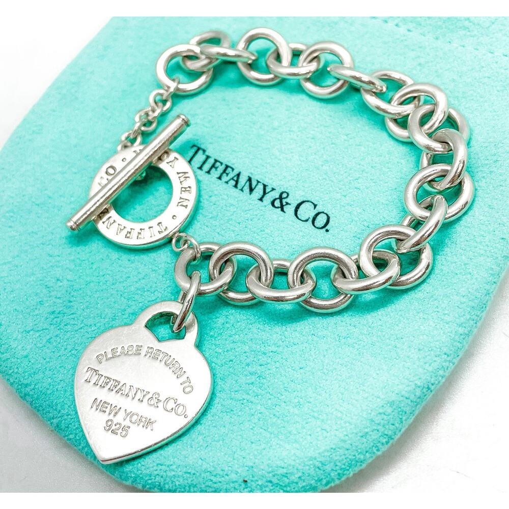 Tiffany & Co. Return to Tiffany Heart Tag Toggle Bracelet Sterling Silver 6.5" - Picture 2 of 13